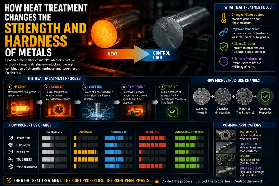 🔥 How Heat Treatment Changes the Strength and Hardness of Metals