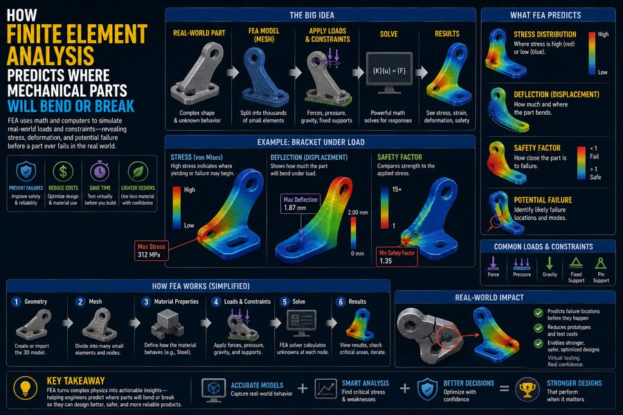 🧩 How Finite Element Analysis Predicts Where Mechanical Parts Will Bend or Break