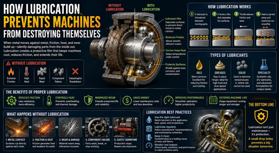 ⚙️ How Lubrication Prevents Machines From Destroying Themselves
