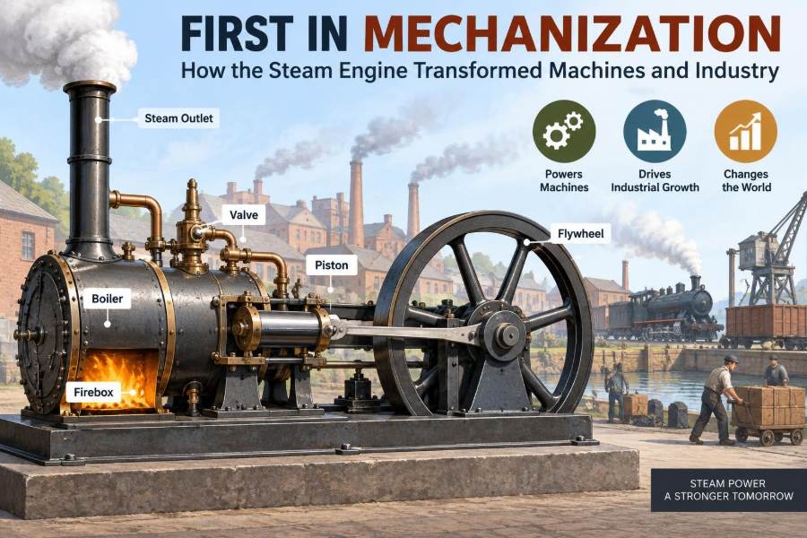 ⚙️ First in Mechanization: How the Steam Engine Transformed Machines and Industry