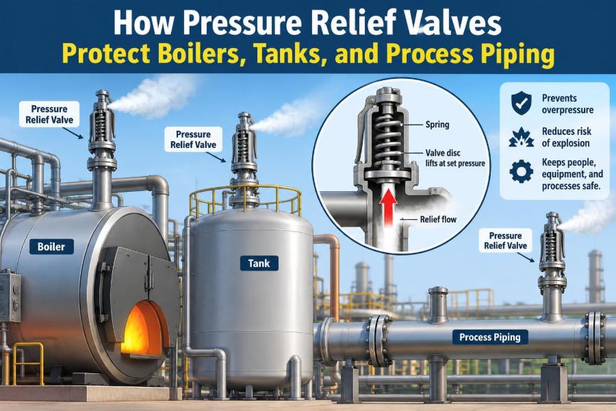 🧯 How Pressure Relief Valves Protect Boilers, Tanks, and Process Piping