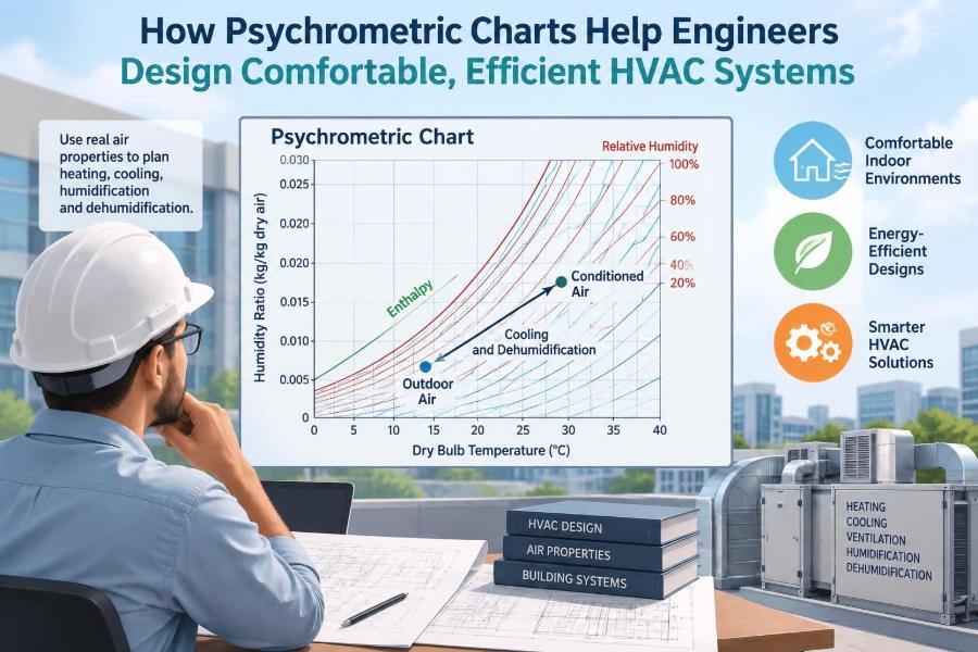 🌬️ How Psychrometric Charts Help Engineers Design Comfortable, Efficient HVAC Systems