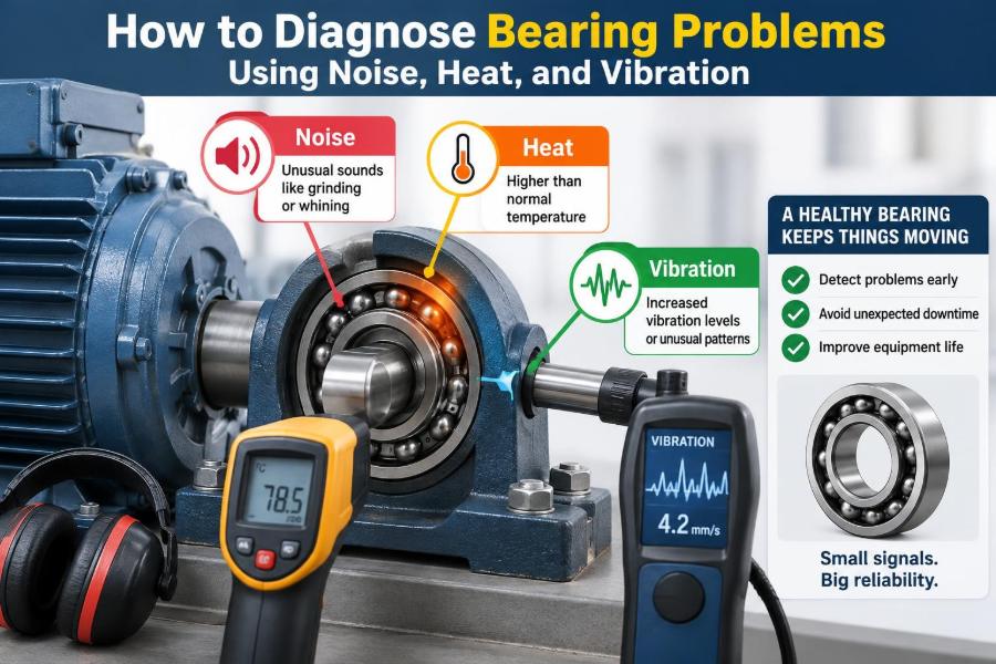 🔧 How to Diagnose Bearing Problems Using Noise, Heat, and Vibration