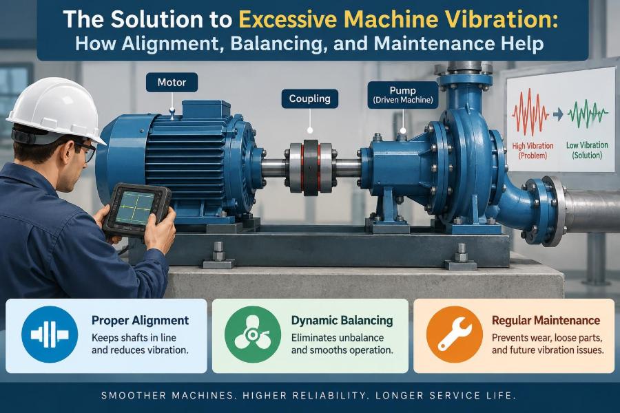 ⚙️ The Solution to Excessive Machine Vibration: How Alignment, Balancing, and Maintenance Help