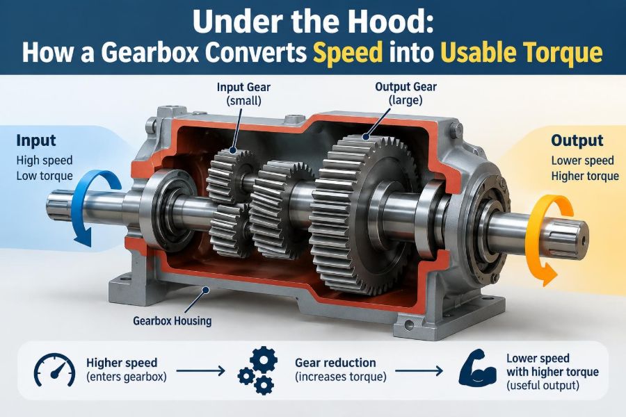 ⚙️ Under the Hood: How a Gearbox Converts Speed into Usable Torque