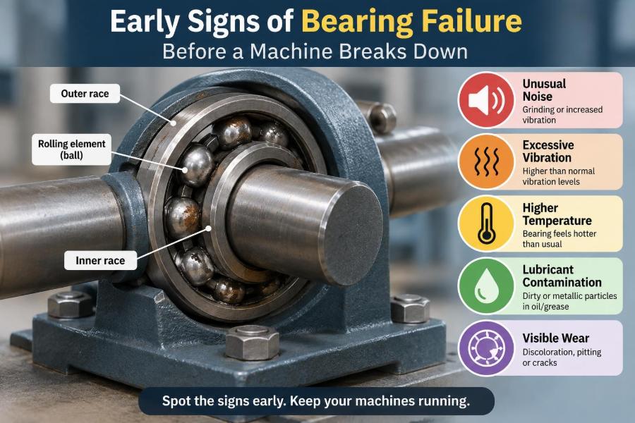 ⚙️ Early Signs of Bearing Failure Before a Machine Breaks Down