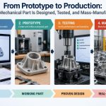 ⚙️ From Prototype to Production: How a Mechanical Part Is Designed, Tested, and Mass-Manufactured