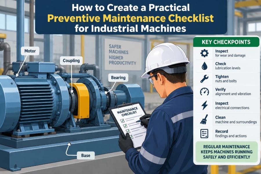 ⚙️ How to Create a Practical Preventive Maintenance Checklist for Industrial Machines