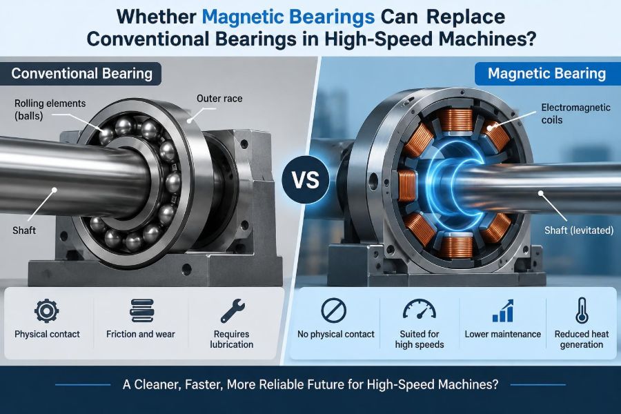 ⚙️ Whether Magnetic Bearings Can Replace Conventional Bearings in High-Speed Machines