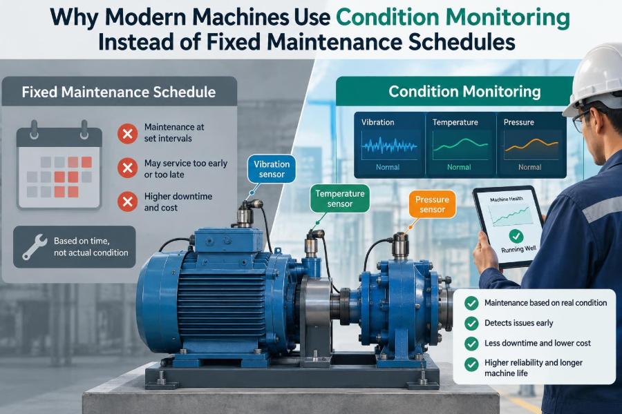 ⚙️ Why Modern Machines Use Condition Monitoring Instead of Fixed Maintenance Schedules